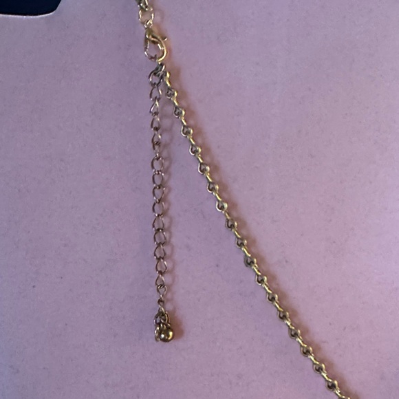 Gold Teardrop Necklace with Multicolor Bead Fringe 7 3/4” without 3” EXT. - Picture 4 of 6